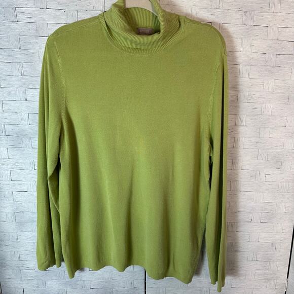 Chico’s women’s turtleneck sweater Y2K lime green cozycore electric grandma soft - Picture 1 of 6